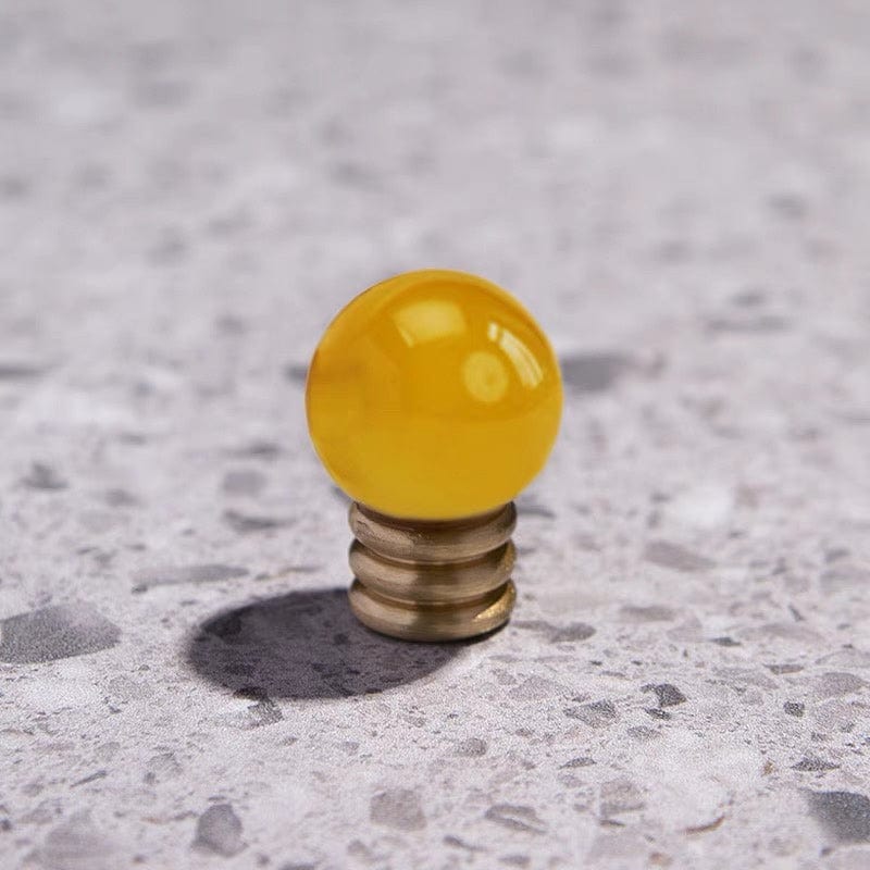 Goo-Ki Emerald Yellow (Jade) / Small / 6 Pack Crystal Jade Stone Knob Mid-Century Brass Cabinet Handle Furniture Hardware