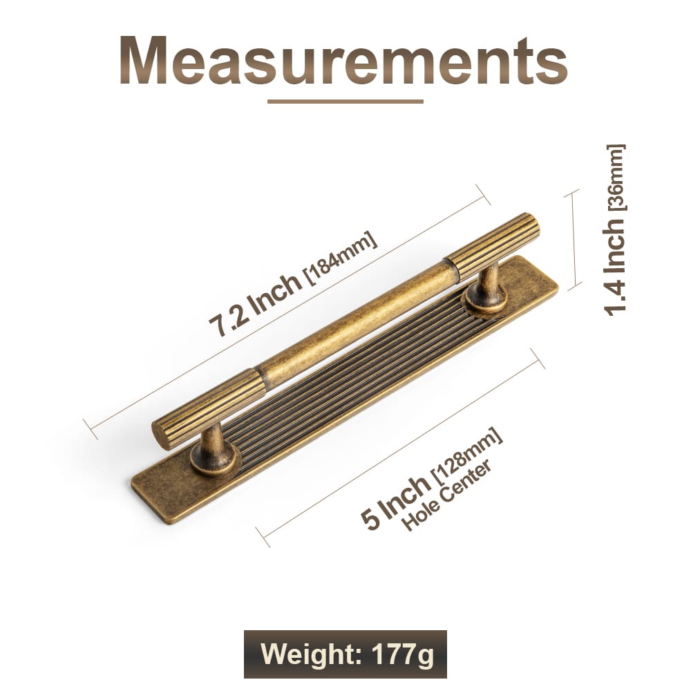 Goo-Ki 【EU Order】Striped Decorations Cabinet Pull Retro Brass Cabinet Handles
