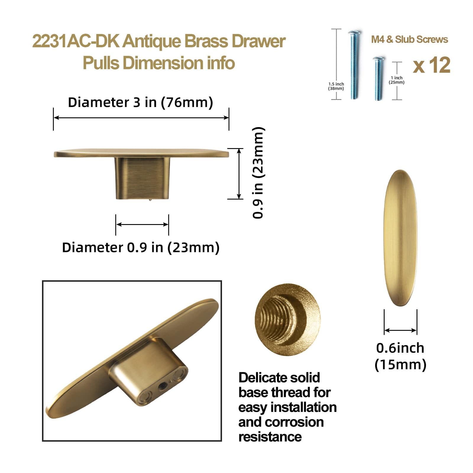 Goo-Ki European Style Retro Brass Drawer Pulls for Dresser Cupboard Vintage Bronze Bar Pulls
