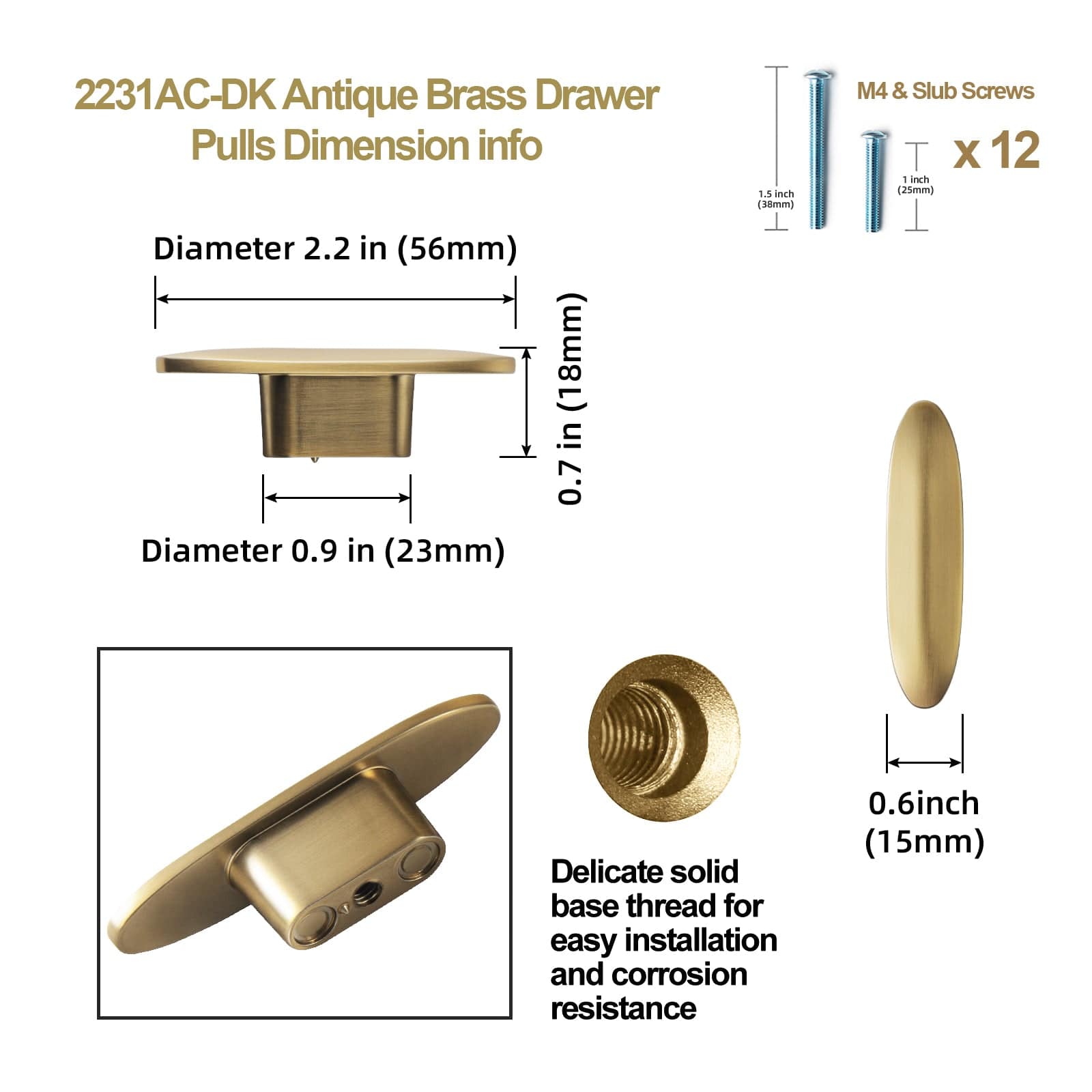 Goo-Ki European Style Retro Brass Drawer Pulls for Dresser Cupboard Vintage Bronze Bar Pulls