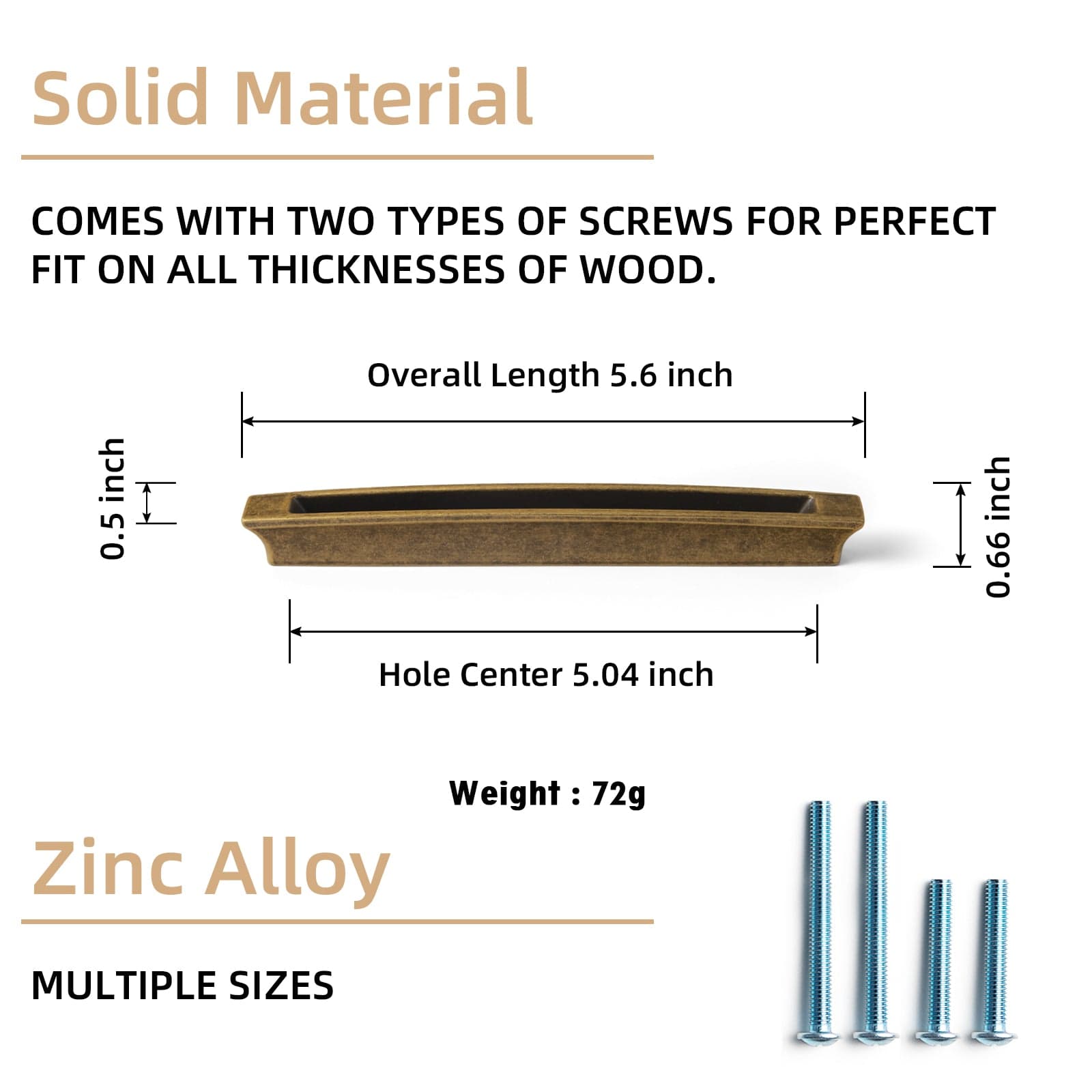Goo-Ki Fluted Antique Brass Cabinet Pulls Distinctive Shaped Drawer Handle with Groove