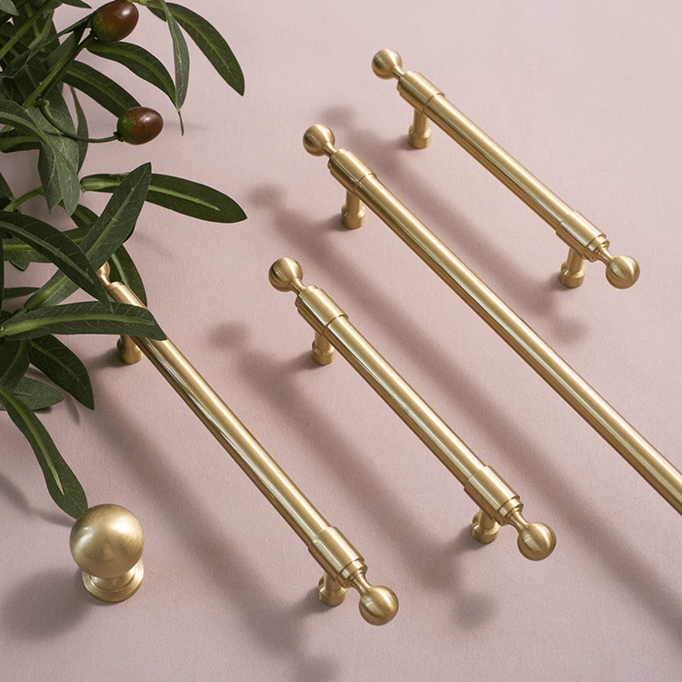 French Light Luxury Wardrobe Solid Brass Handle Golden Strip Cabinet H