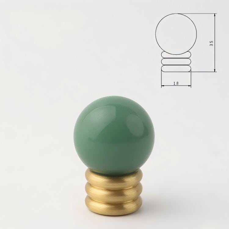 Goo-Ki Green (Synthetic Jade) / X-Large / 6 Pack Crystal Jade Stone Knob Mid-Century Brass Cabinet Handle Furniture Hardware