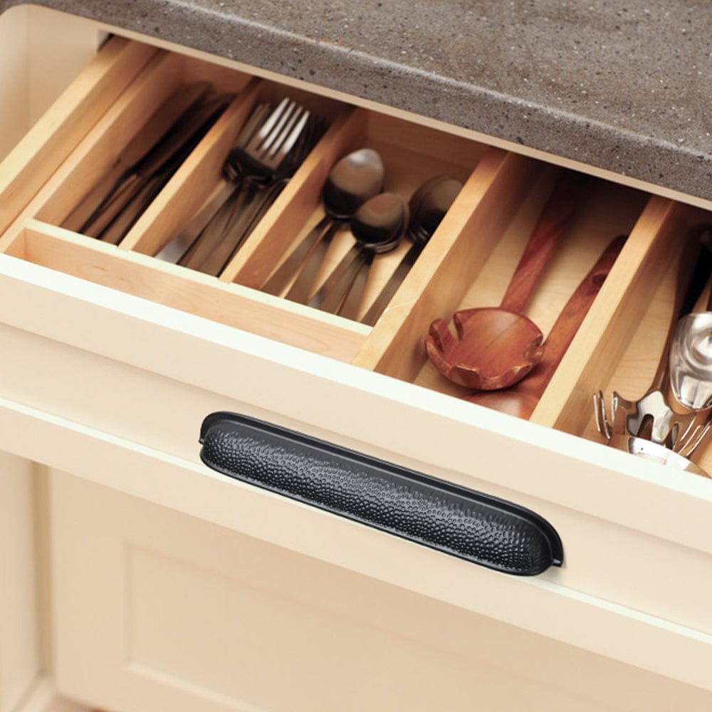 Goo-Ki Hammered Texture Cabinet Cup Pulls with Curved Edges Elegant Vintage Drawer Bin Handle for Kitchen