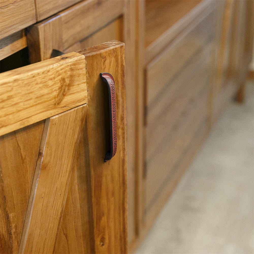 Goo-Ki Hammered Texture Cabinet Cup Pulls with Curved Edges Elegant Vintage Drawer Bin Handle for Kitchen