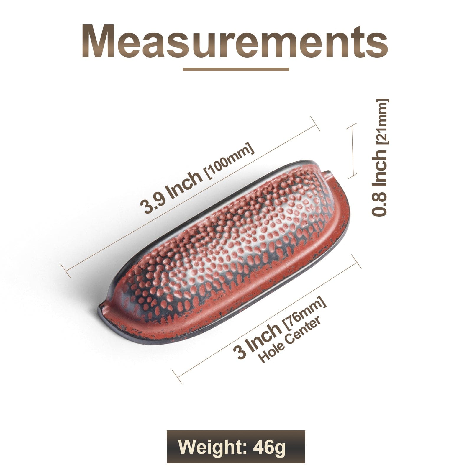 Goo-Ki Hammered Texture Cabinet Cup Pulls with Curved Edges Elegant Vintage Drawer Bin Handle for Kitchen