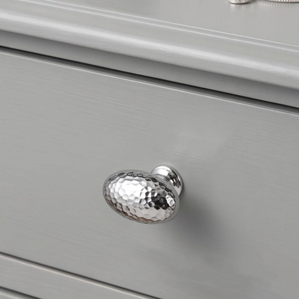 Goo-Ki Hammered Texture Oval Cabinet Knobs, Egg Shaped Solid Zinc Alloy Drawer Furniture Knobs for Kitchen Cabinets