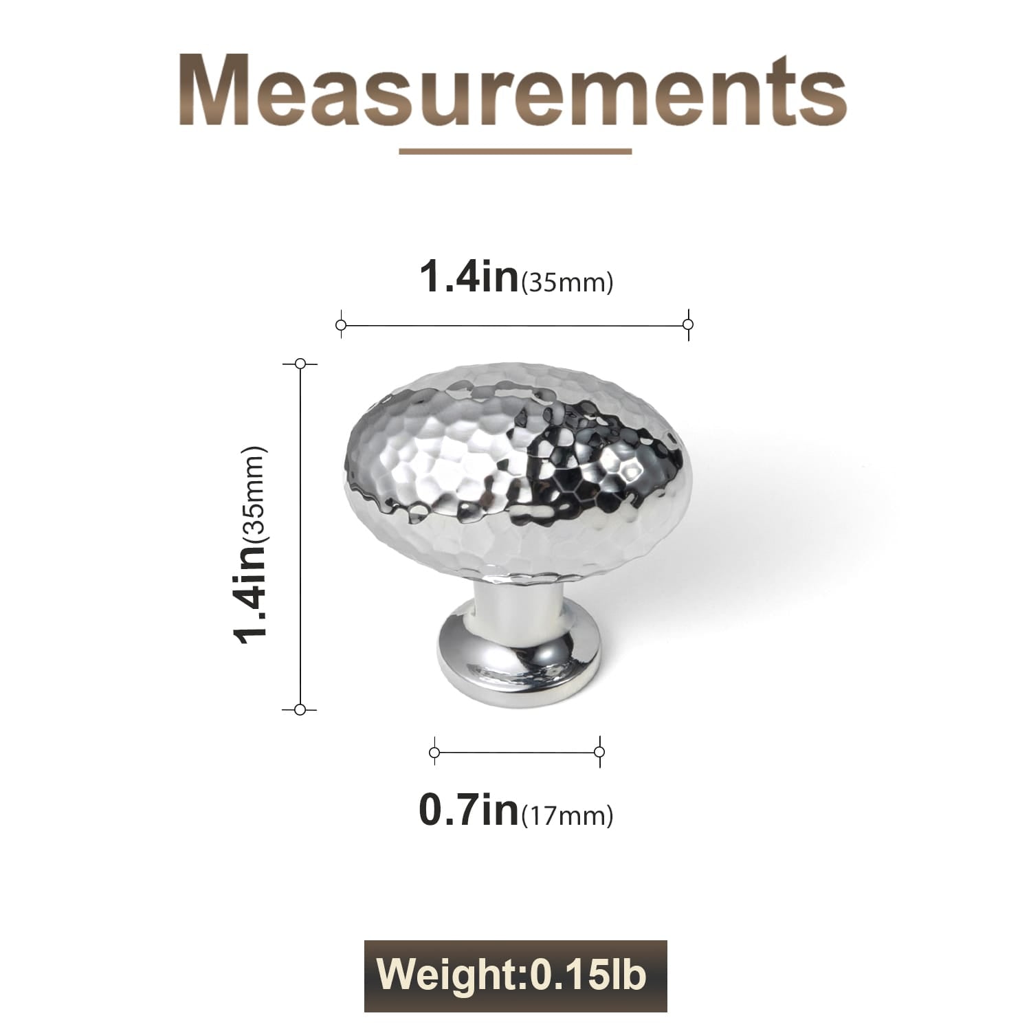 Goo-Ki Hammered Texture Oval Cabinet Knobs, Egg Shaped Solid Zinc Alloy Drawer Furniture Knobs for Kitchen Cabinets