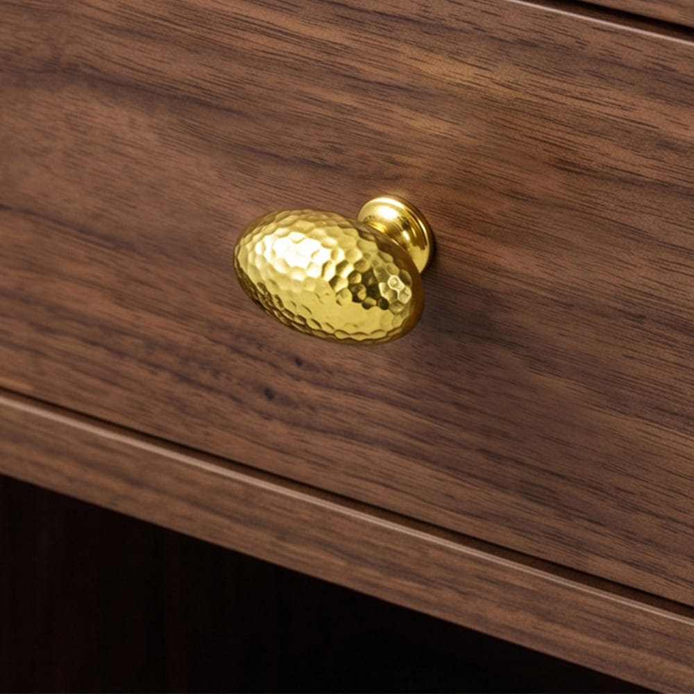 Goo-Ki Hammered Texture Oval Cabinet Knobs, Egg Shaped Solid Zinc Alloy Drawer Furniture Knobs for Kitchen Cabinets