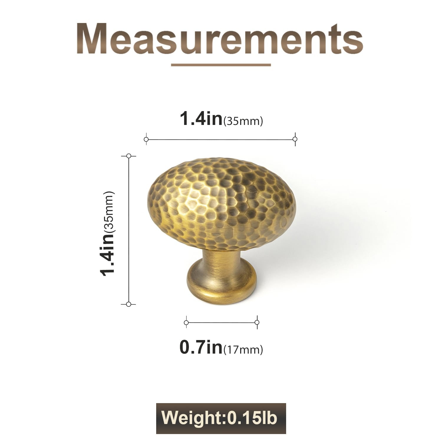 Goo-Ki Hammered Texture Oval Cabinet Knobs, Egg Shaped Solid Zinc Alloy Drawer Furniture Knobs for Kitchen Cabinets