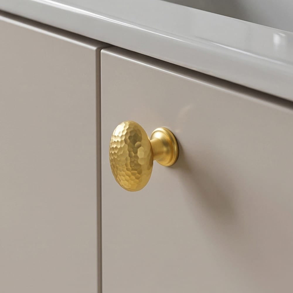 Goo-Ki Hammered Texture Oval Cabinet Knobs, Egg Shaped Solid Zinc Alloy Drawer Furniture Knobs for Kitchen Cabinets