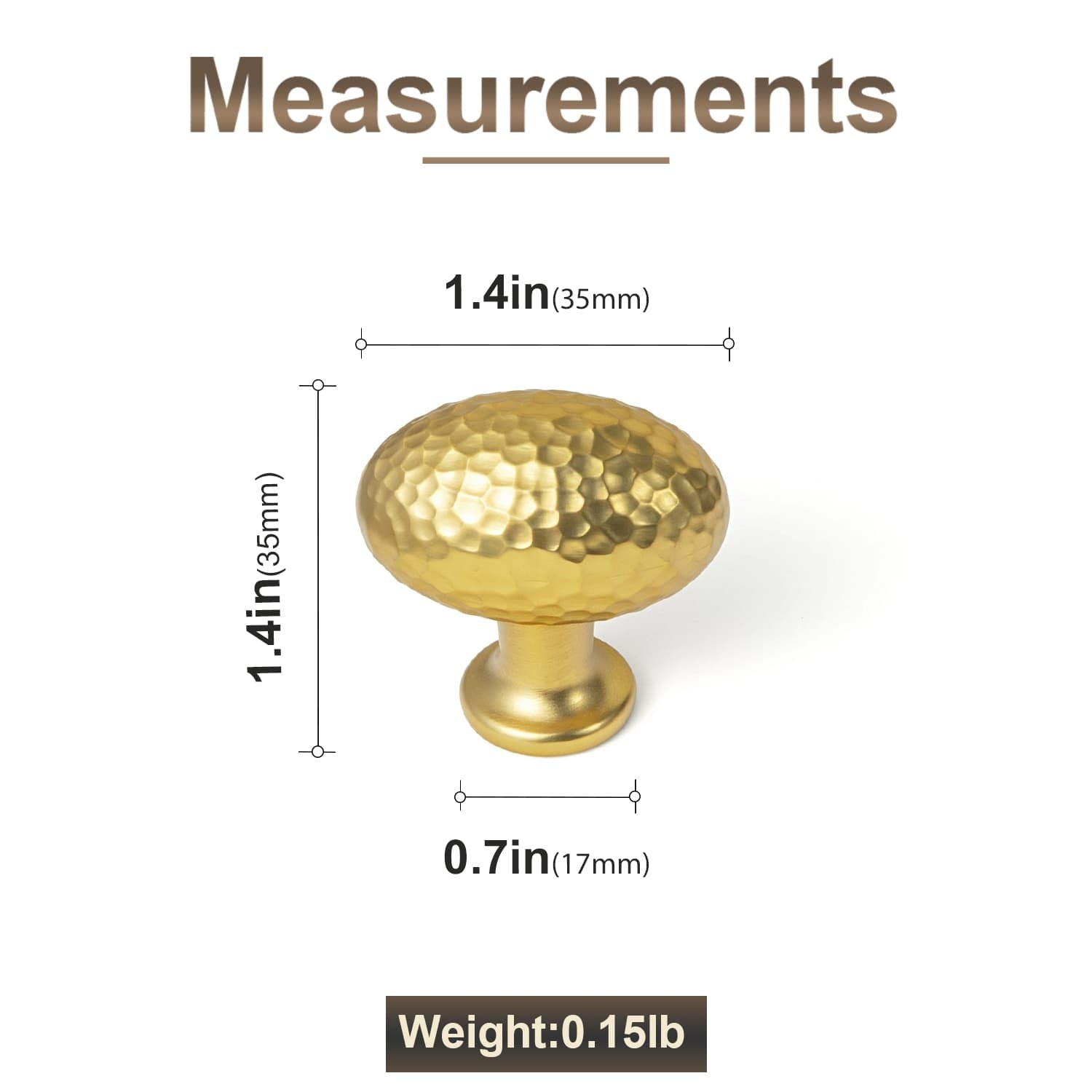 Goo-Ki Hammered Texture Oval Cabinet Knobs, Egg Shaped Solid Zinc Alloy Drawer Furniture Knobs for Kitchen Cabinets