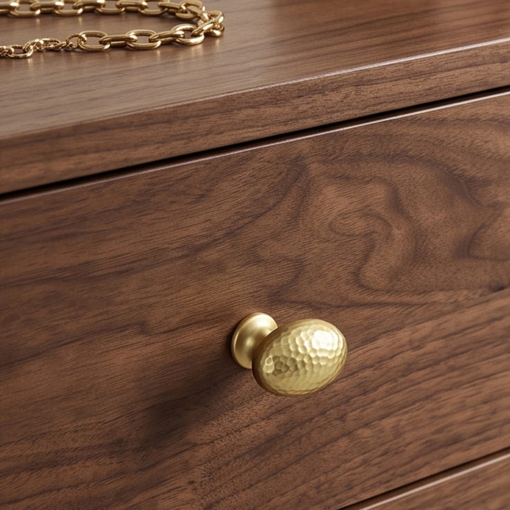 Goo-Ki Hammered Texture Oval Cabinet Knobs, Egg Shaped Solid Zinc Alloy Drawer Furniture Knobs for Kitchen Cabinets