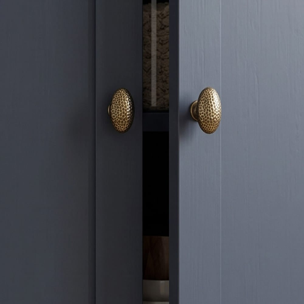 Goo-Ki Hammered Texture Oval Cabinet Knobs, Egg Shaped Solid Zinc Alloy Drawer Furniture Knobs for Kitchen Cabinets