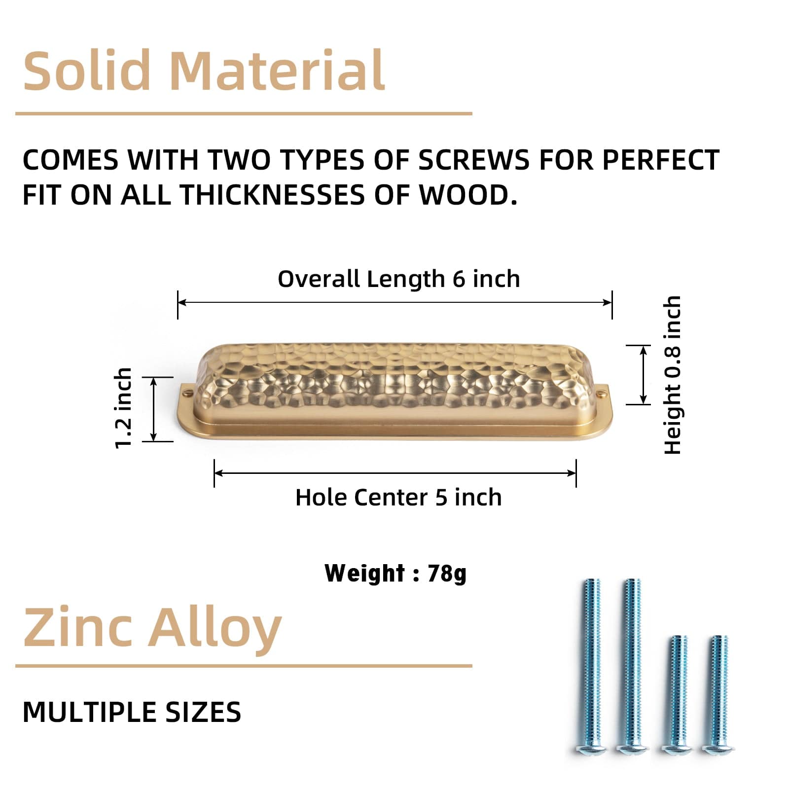 Goo-Ki Hammered Zinc Alloy Cabinet Cup Pulls Retro Style Drawer Handles with Unique Pattern