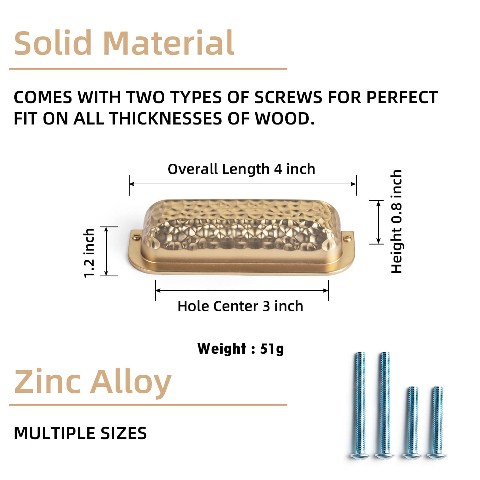 Goo-Ki Hammered Zinc Alloy Cabinet Cup Pulls Retro Style Drawer Handles with Unique Pattern