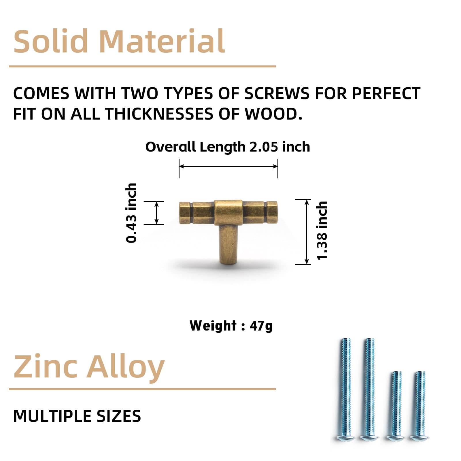 Goo-Ki Hexagonal Cabinet Handles Solid Zinc Alloy Drawer Hardware Finger Pull