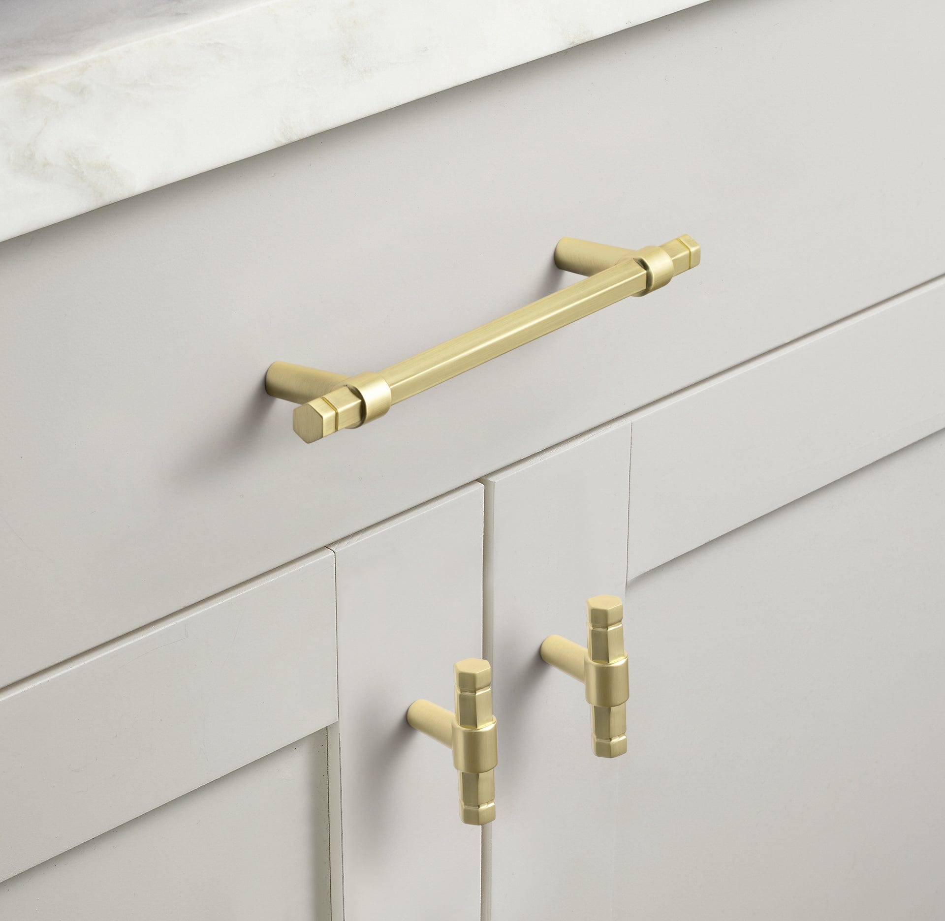 Goo-Ki Hexagonal Cabinet Handles Solid Zinc Alloy Drawer Hardware Finger Pull