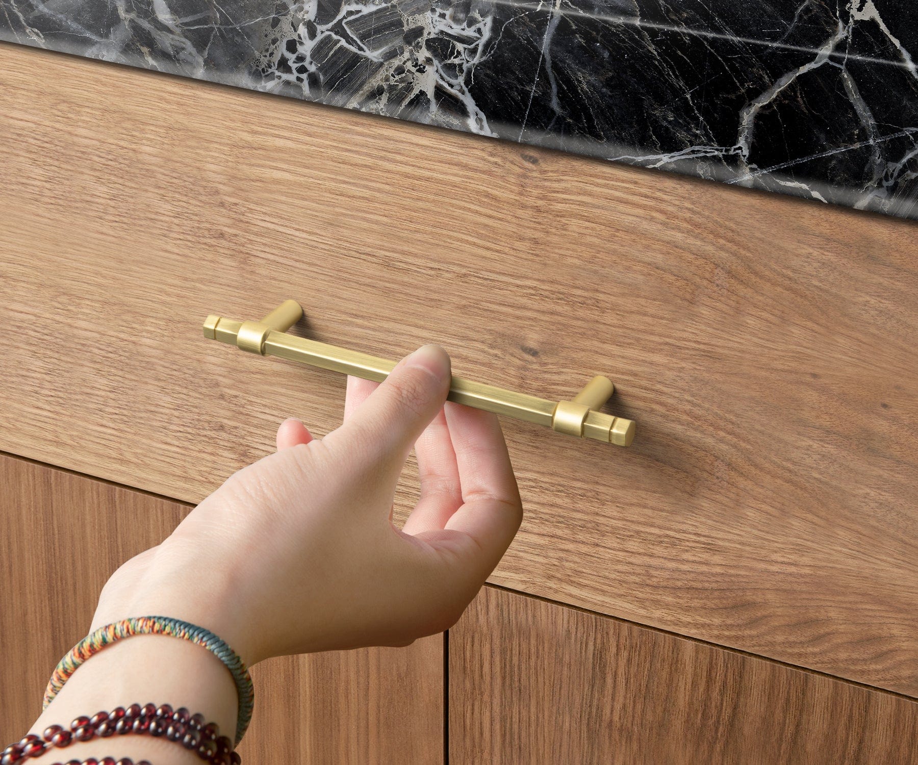 Goo-Ki Hexagonal Cabinet Handles Solid Zinc Alloy Drawer Hardware Finger Pull