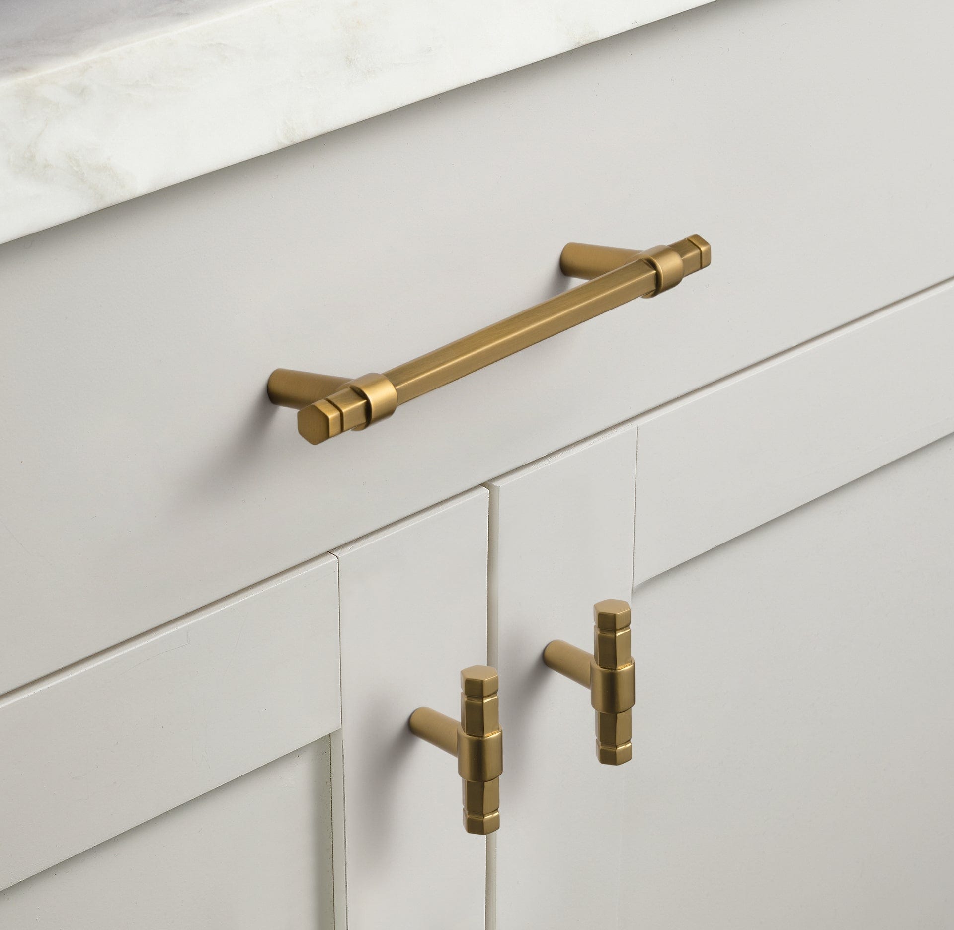 Goo-Ki Hexagonal Cabinet Handles Solid Zinc Alloy Drawer Hardware Finger Pull
