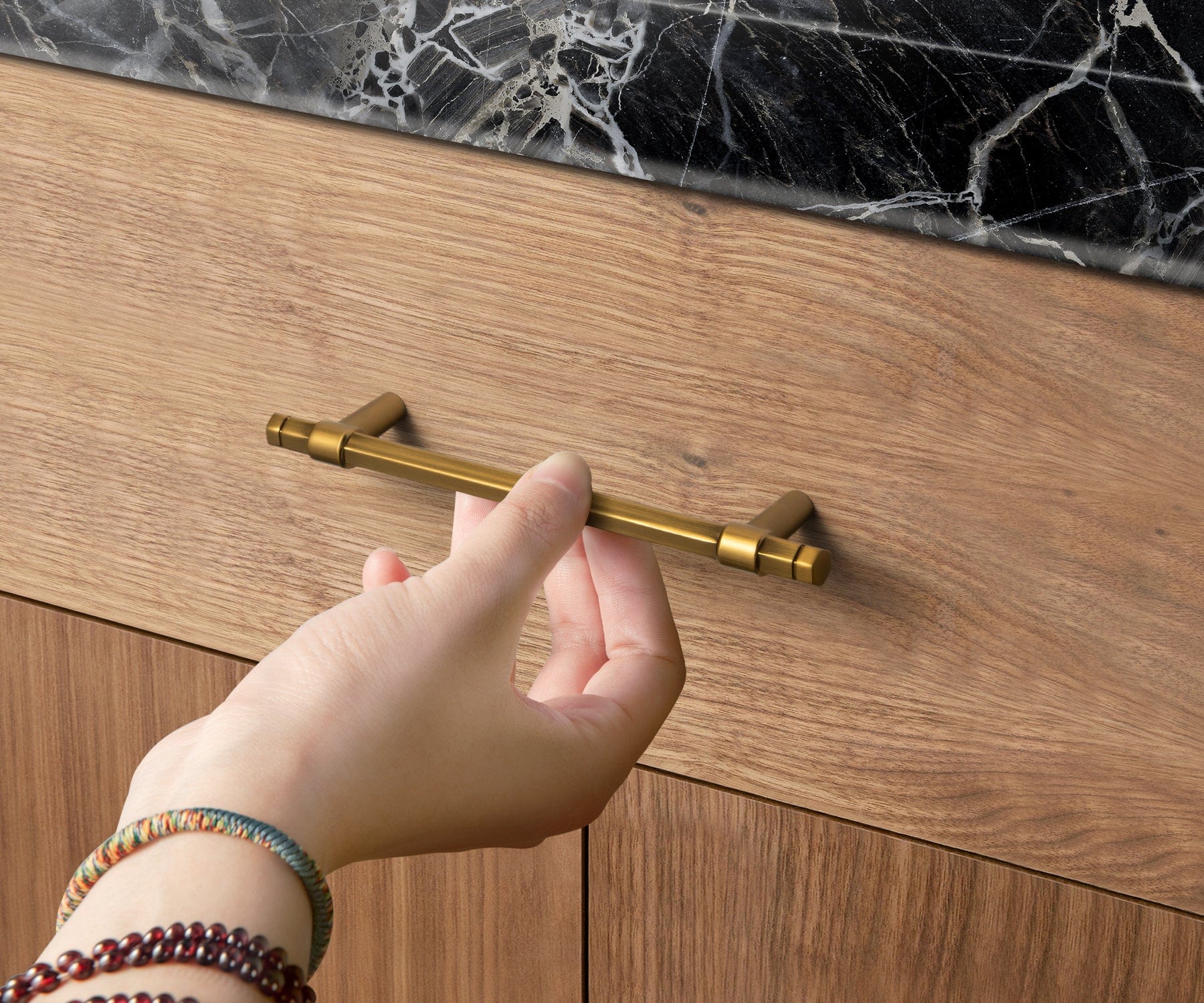Goo-Ki Hexagonal Cabinet Handles Solid Zinc Alloy Drawer Hardware Finger Pull