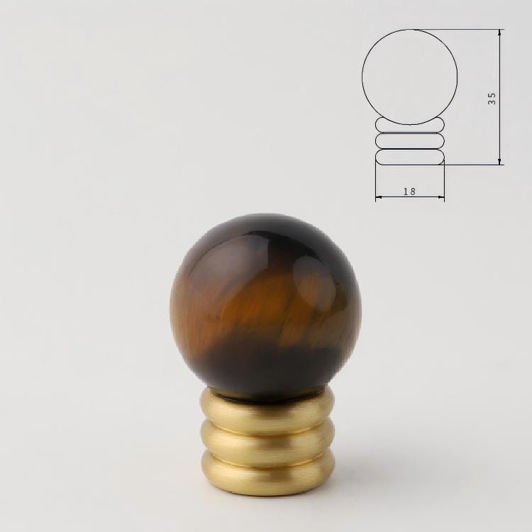 Goo-Ki Ink Brown (Jade) / X-Large / 6 Pack Crystal Jade Stone Knob Mid-Century Brass Cabinet Handle Furniture Hardware