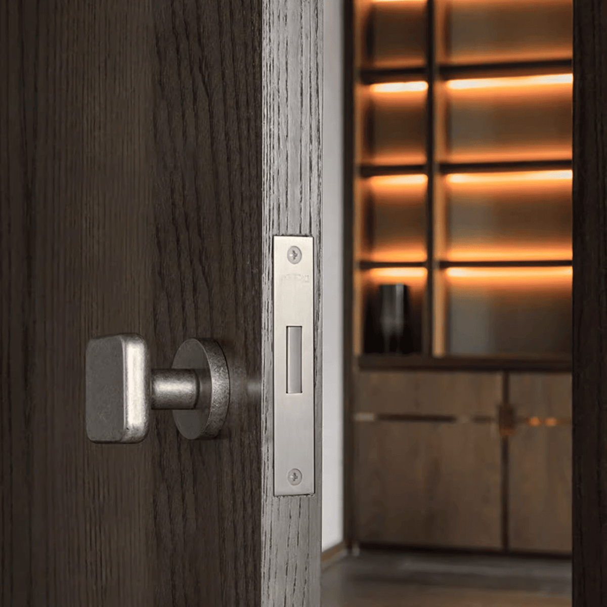 Invisible Interior Door Lock Mid-century Door Handle Hidden Mute Door