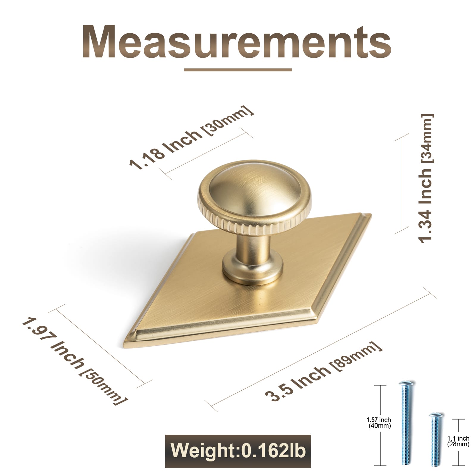 Goo-Ki Knurled Rim Round Cabinet Knobs, Solid Zinc Alloy Mushroom Drawer Knob for Cabinet Doors, Chest of Drawers