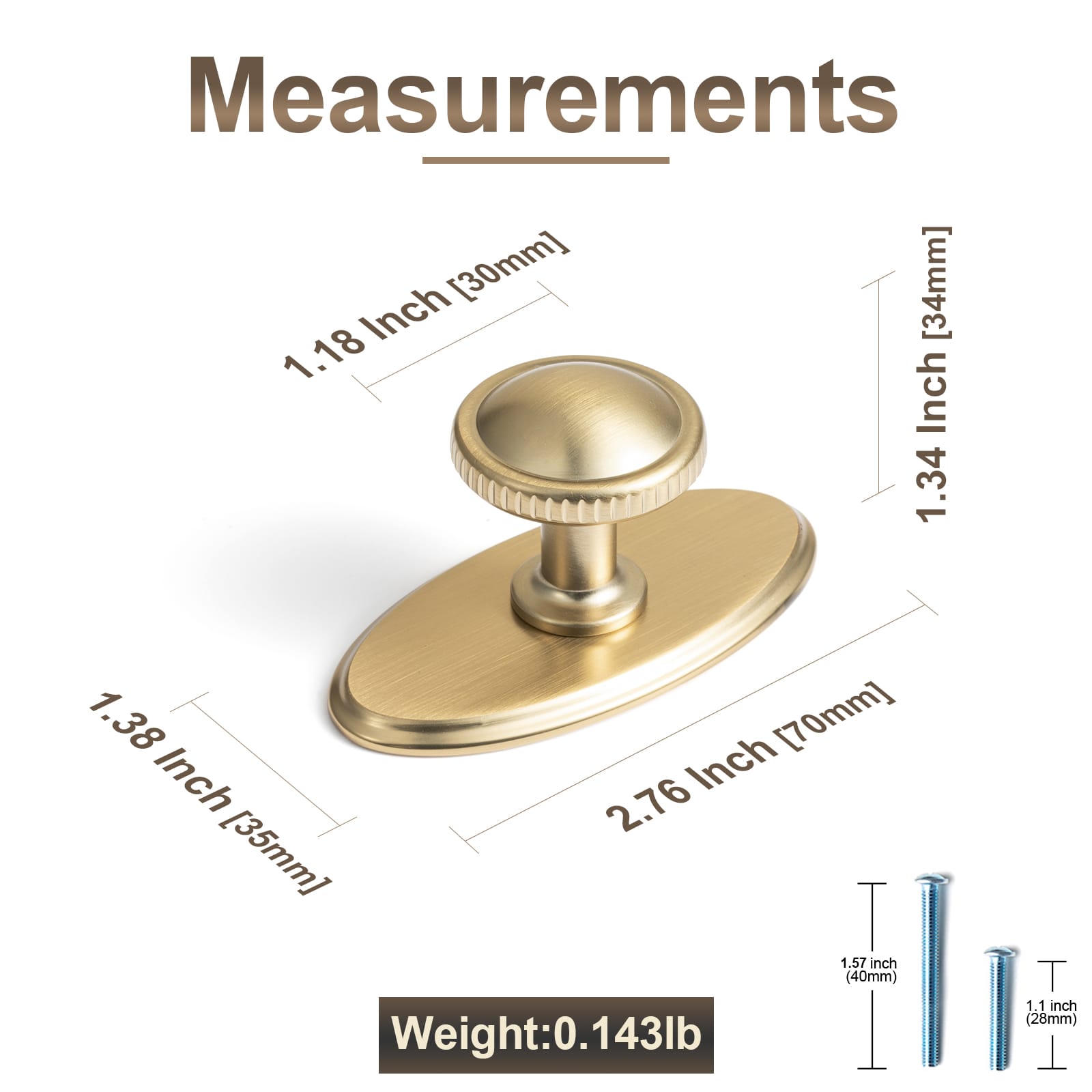 Goo-Ki Knurled Rim Round Cabinet Knobs, Solid Zinc Alloy Mushroom Drawer Knob for Cabinet Doors, Chest of Drawers