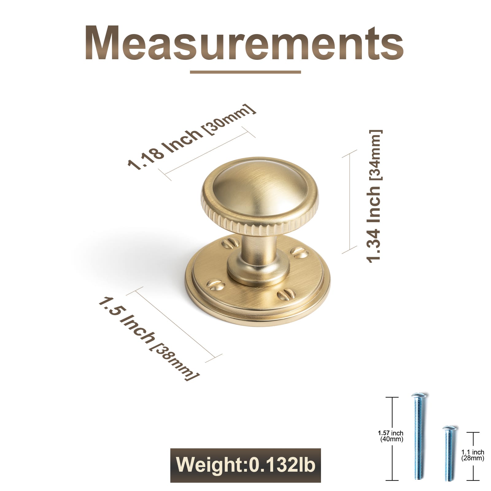 Goo-Ki Knurled Rim Round Cabinet Knobs, Solid Zinc Alloy Mushroom Drawer Knob for Cabinet Doors, Chest of Drawers