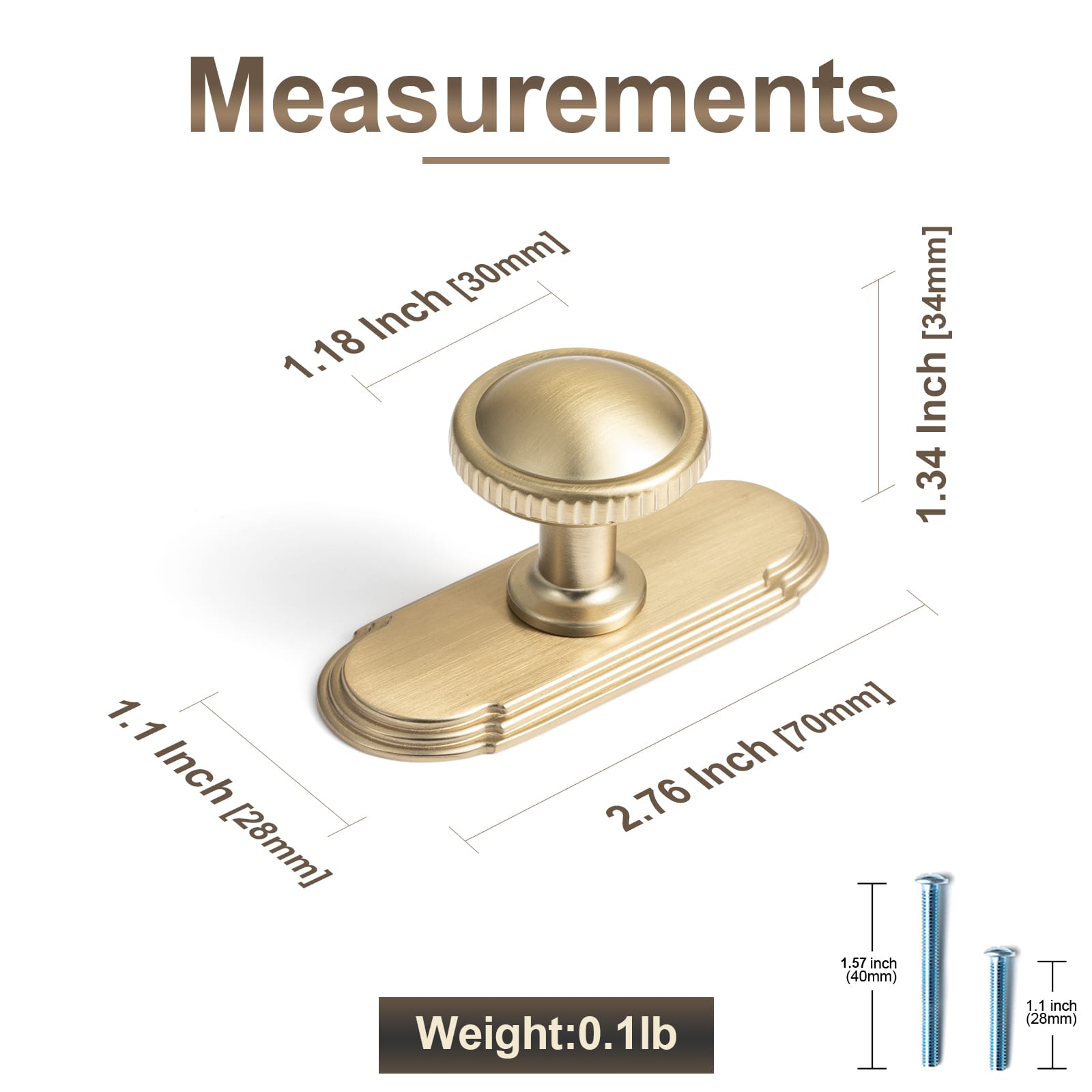 Goo-Ki Knurled Rim Round Cabinet Knobs, Solid Zinc Alloy Mushroom Drawer Knob for Cabinet Doors, Chest of Drawers