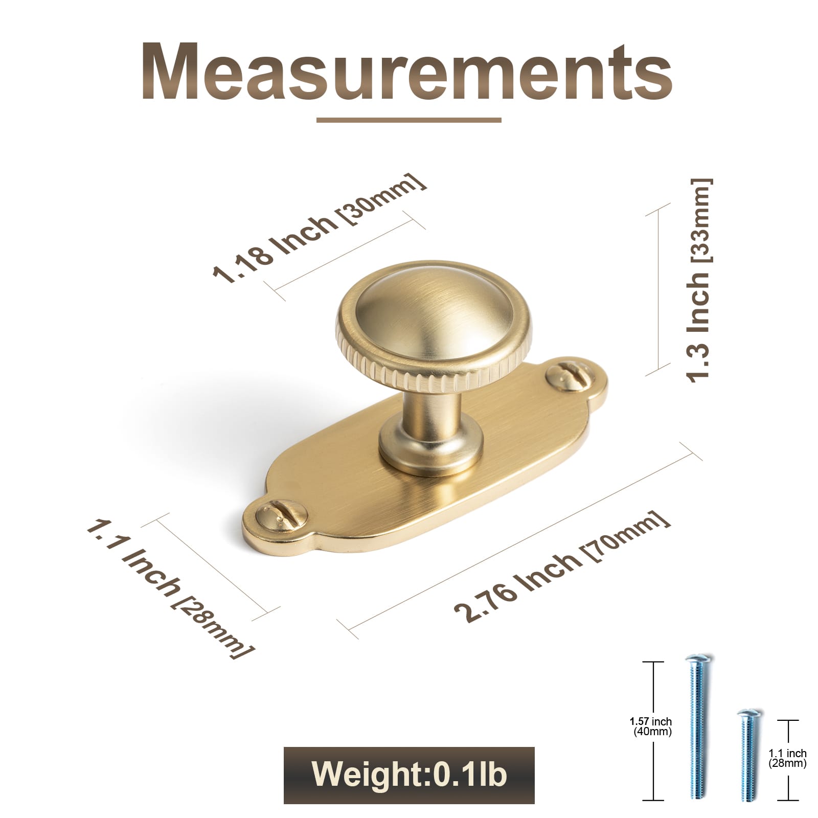 Goo-Ki Knurled Rim Round Cabinet Knobs, Solid Zinc Alloy Mushroom Drawer Knob for Cabinet Doors, Chest of Drawers