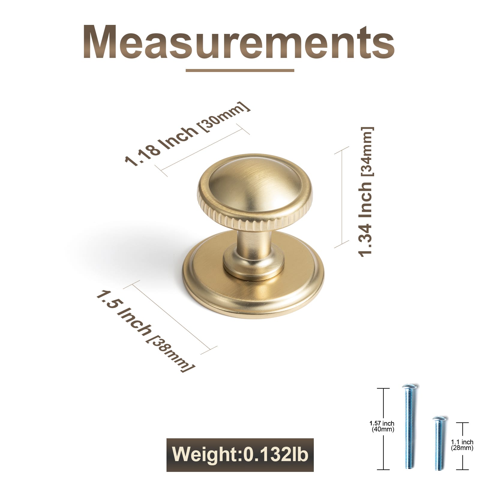 Goo-Ki Knurled Rim Round Cabinet Knobs, Solid Zinc Alloy Mushroom Drawer Knob for Cabinet Doors, Chest of Drawers