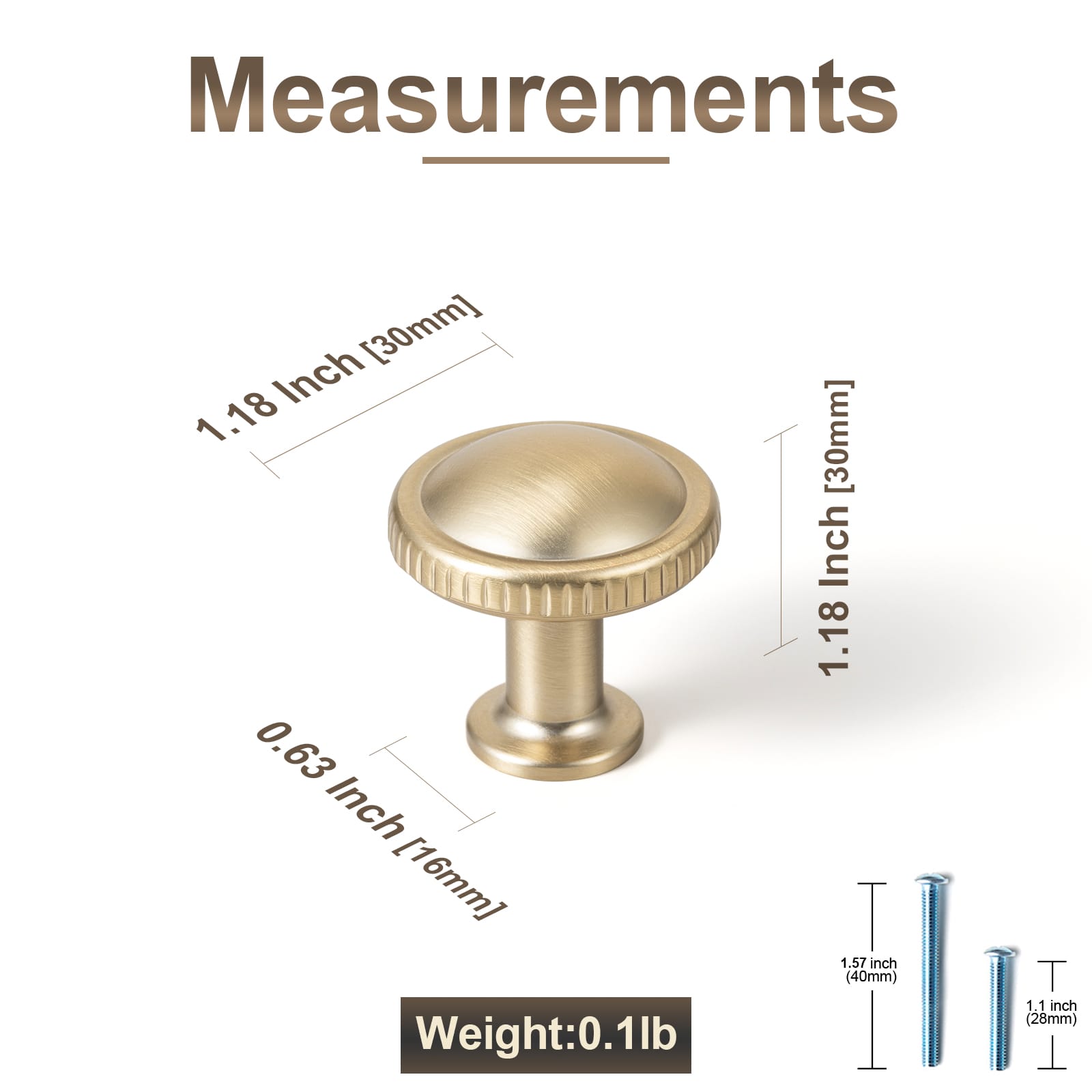 Goo-Ki Knurled Rim Round Cabinet Knobs, Solid Zinc Alloy Mushroom Drawer Knob for Cabinet Doors, Chest of Drawers