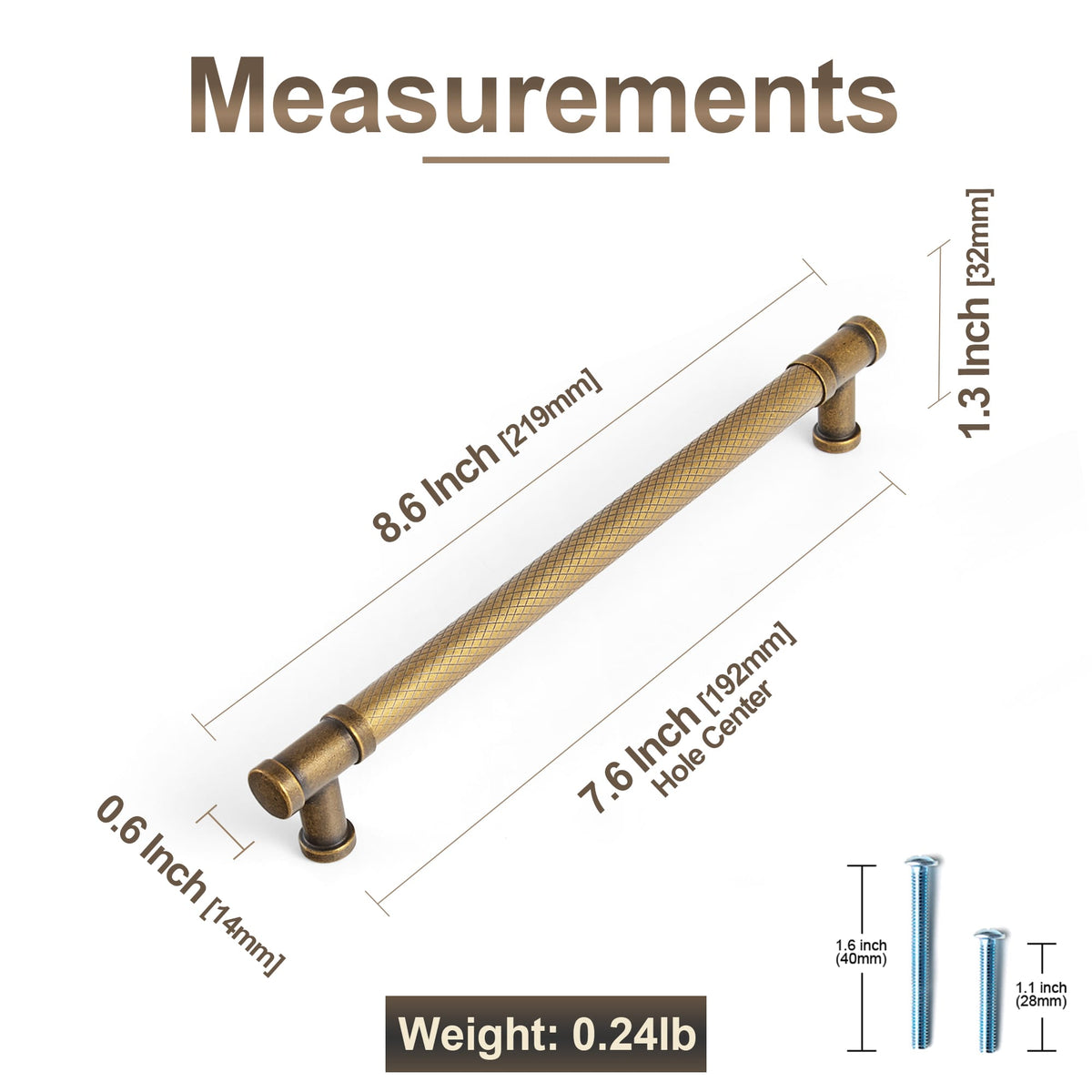 Goo-Ki Knurled T-Bar Cabinet Pull Handles, Zinc Alloy & Aluminum Textured Drawer Pulls for Kitchen Furniture