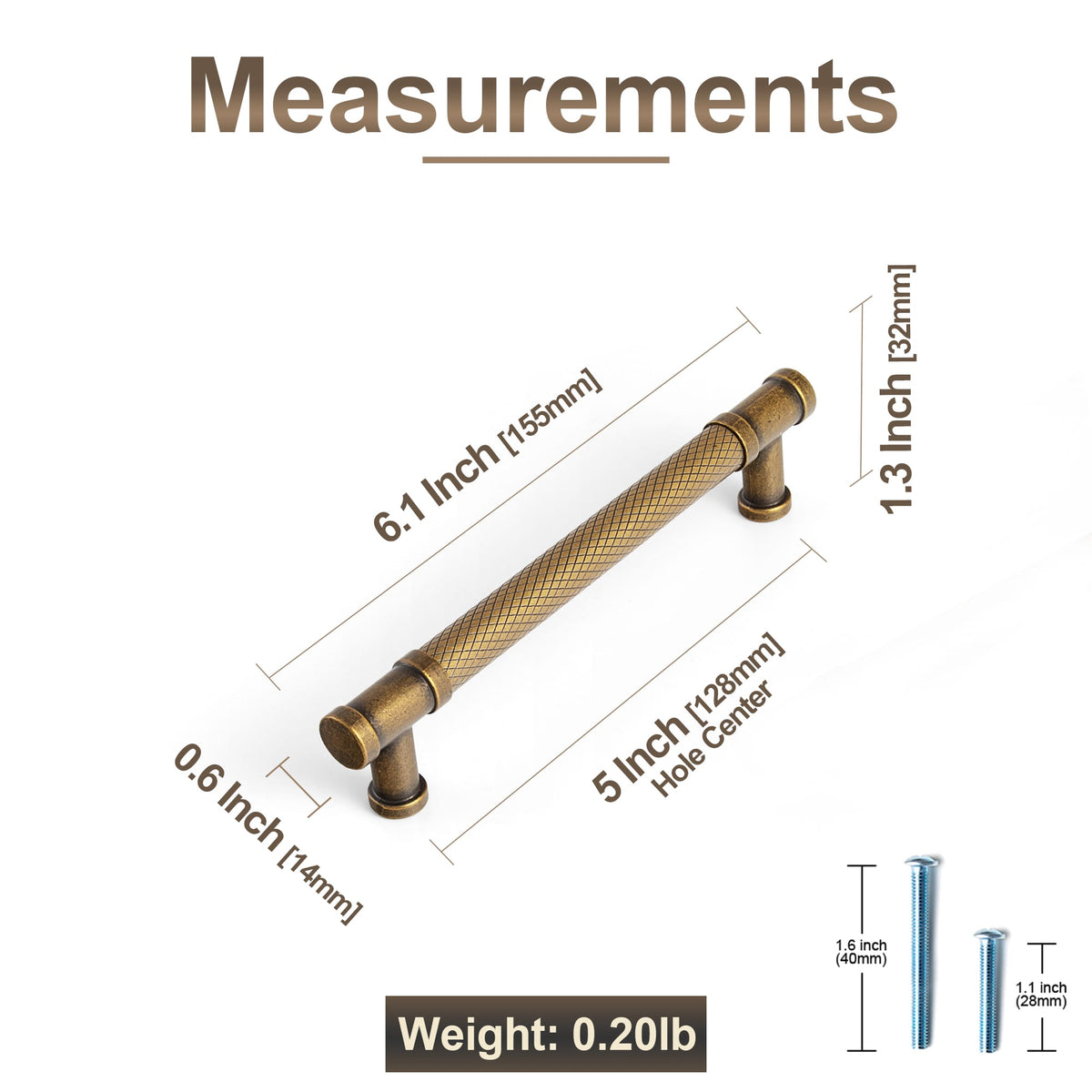 Goo-Ki Knurled T-Bar Cabinet Pull Handles, Zinc Alloy & Aluminum Textured Drawer Pulls for Kitchen Furniture