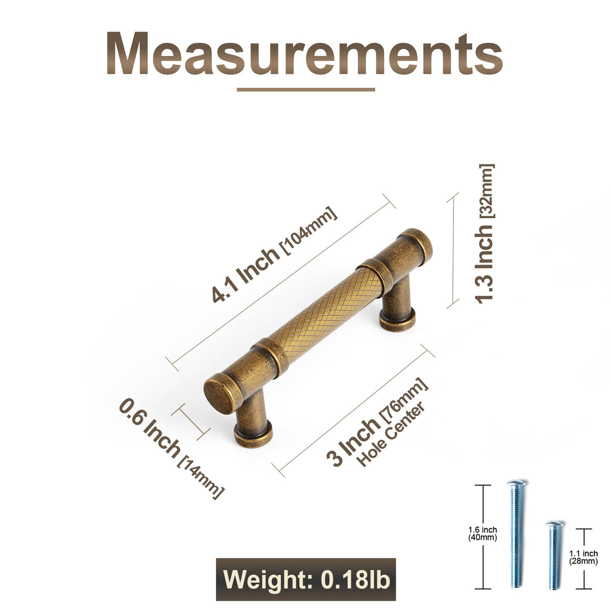 Goo-Ki Knurled T-Bar Cabinet Pull Handles, Zinc Alloy & Aluminum Textured Drawer Pulls for Kitchen Furniture