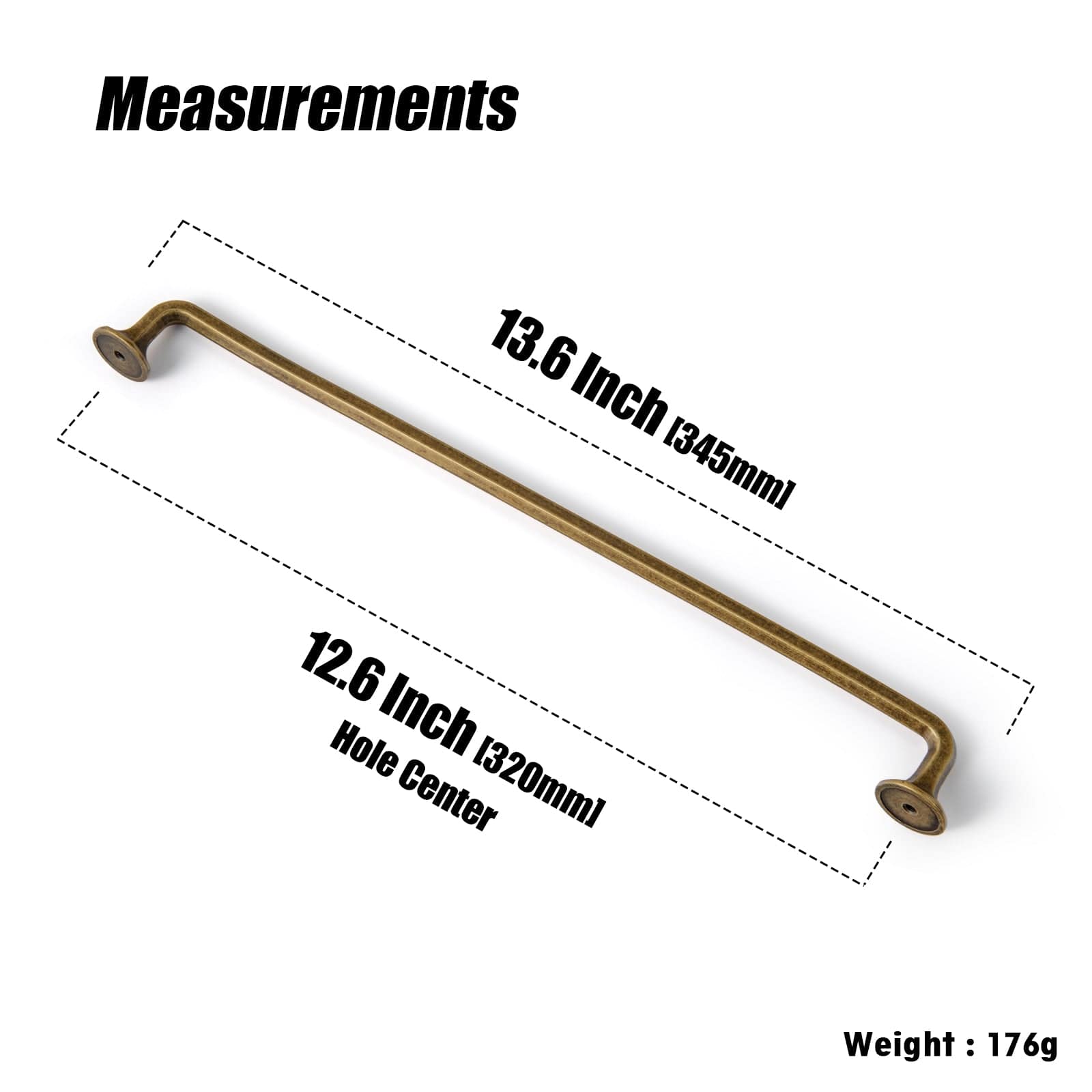 Goo-Ki Large Base Cabinet Handle Angled Bronze Drawer Pulls