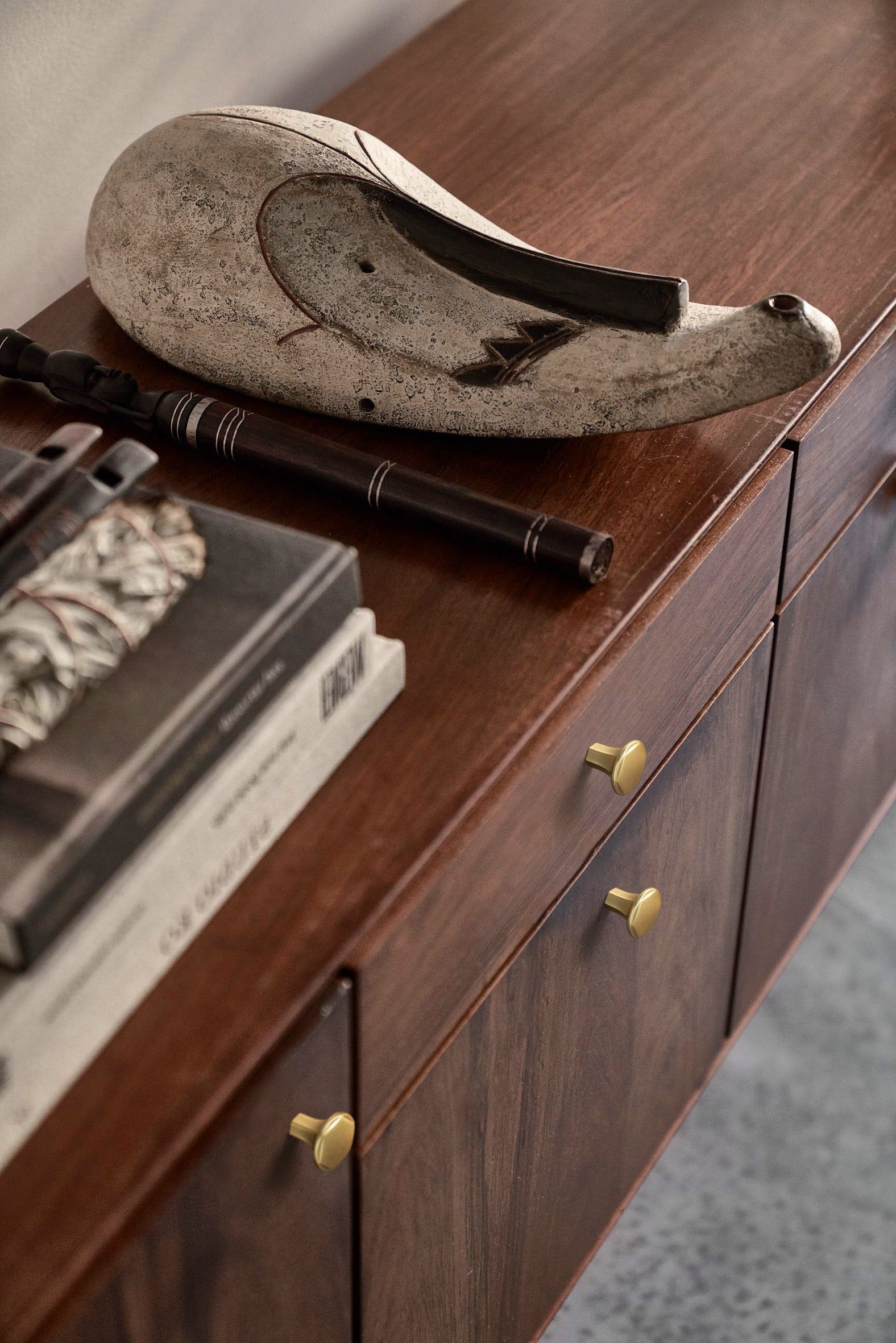 Goo-Ki Large Base Cabinet Handle Angled Bronze Drawer Pulls