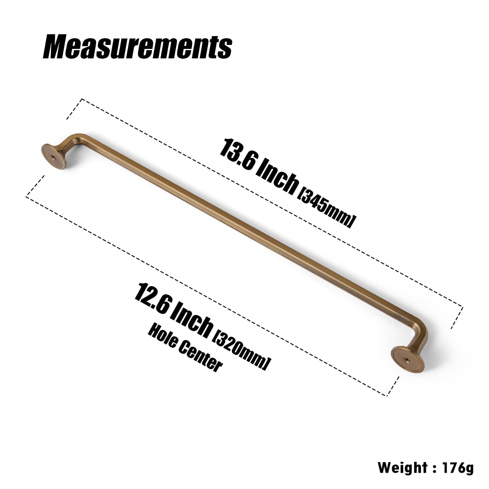 Goo-Ki Large Base Cabinet Handle Angled Bronze Drawer Pulls