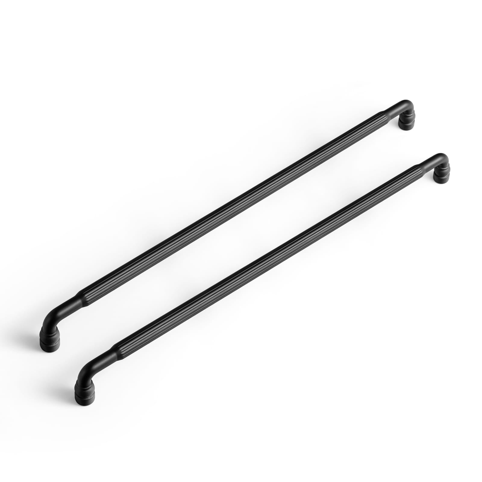 Goo-Ki Matte Black / 12.6'' Hole Center / 6 Pack Industrial Decorative Cabinet Pulls Unique L-shaped Drawer Handles with Textured Grip