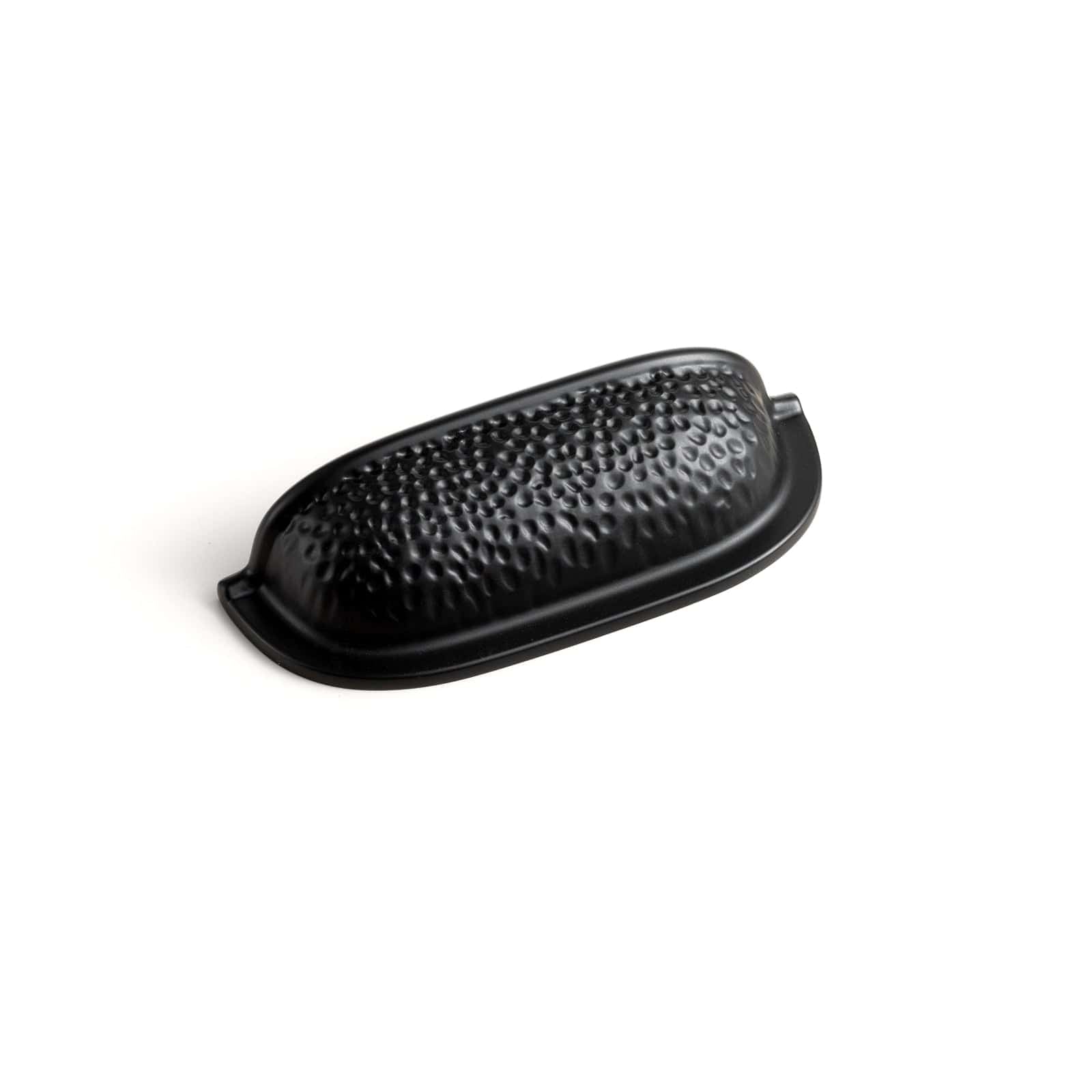 Goo-Ki Matte Black / 2.5'' Hole Center / 6 Pack Hammered Texture Cabinet Cup Pulls with Curved Edges Elegant Vintage Drawer Bin Handle for Kitchen