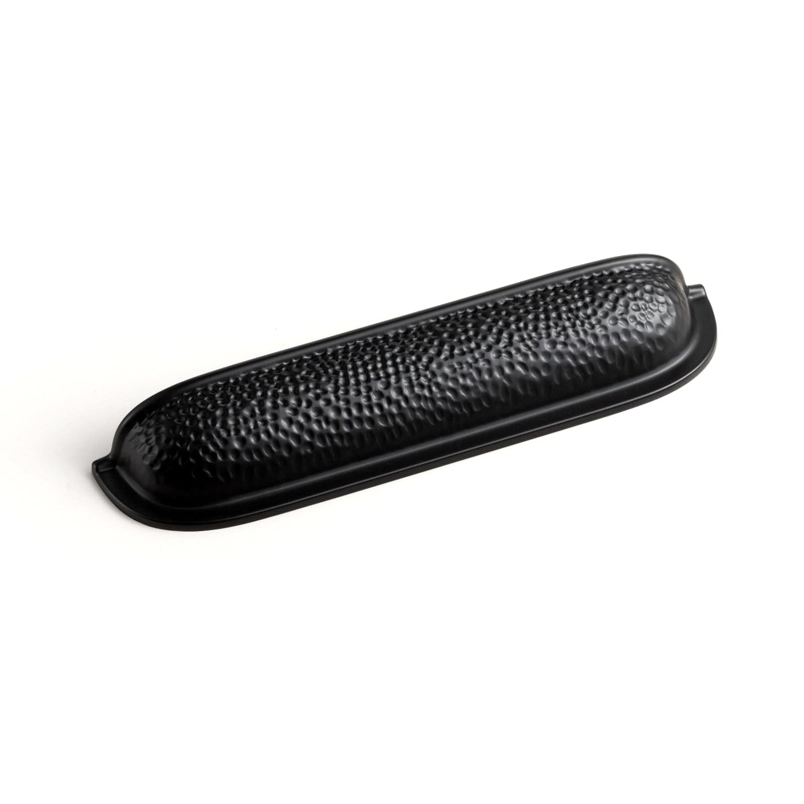 Goo-Ki Matte Black / 5'' Hole Center / 6 Pack Hammered Texture Cabinet Cup Pulls with Curved Edges Elegant Vintage Drawer Bin Handle for Kitchen