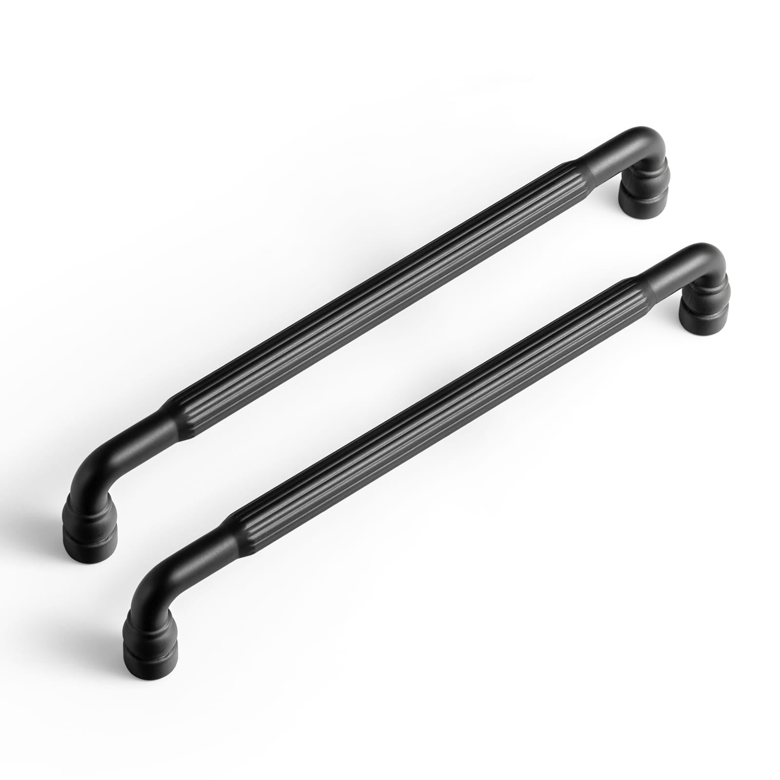 Goo-Ki Matte Black / 7.6'' Hole Center / 6 Pack Industrial Decorative Cabinet Pulls Unique L-shaped Drawer Handles with Textured Grip