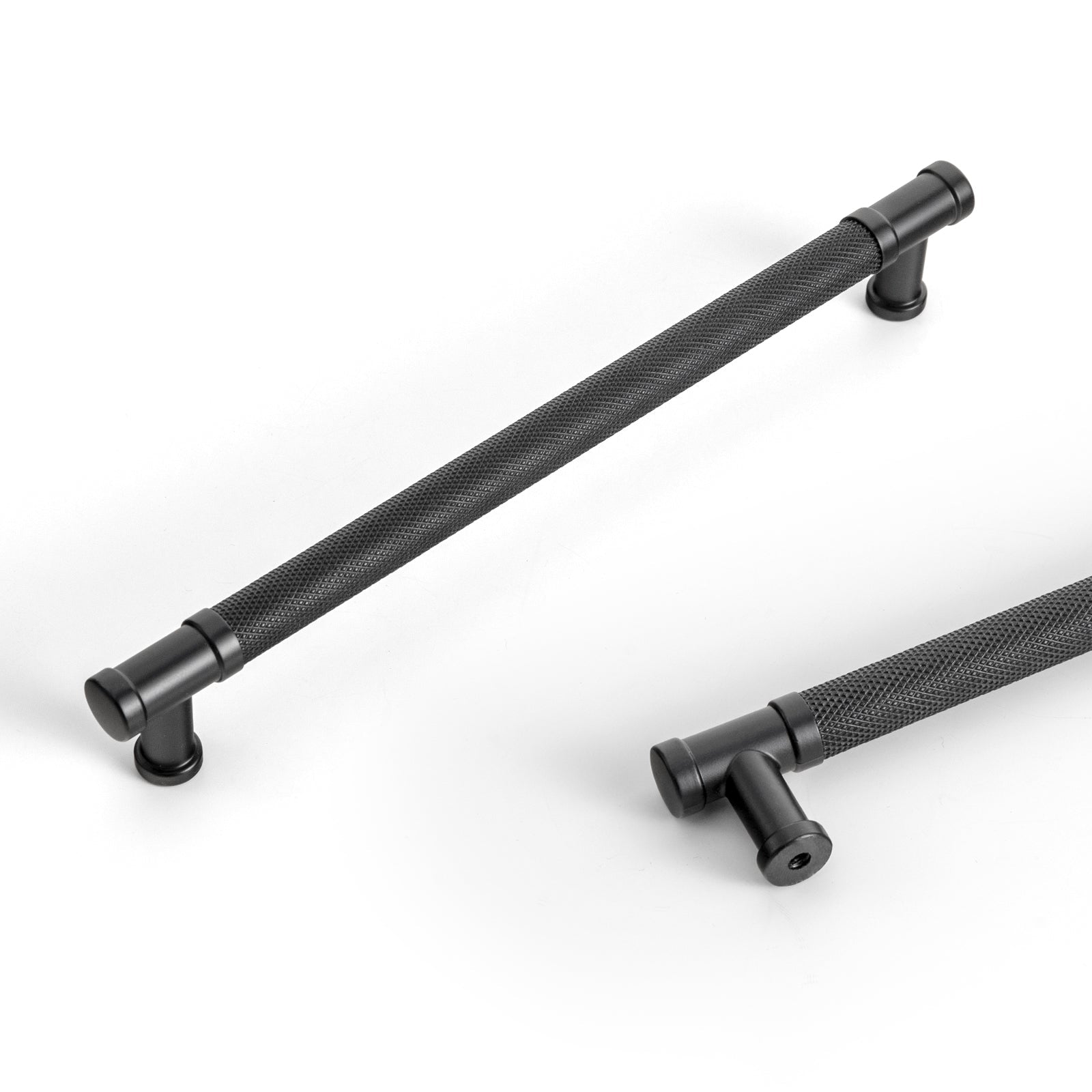 Goo-Ki Matte Black / 7.6'' Hole Center / 6 Pack Knurled Metal Alloy Vintage Bronze Bar Pull Kitchen Hardware