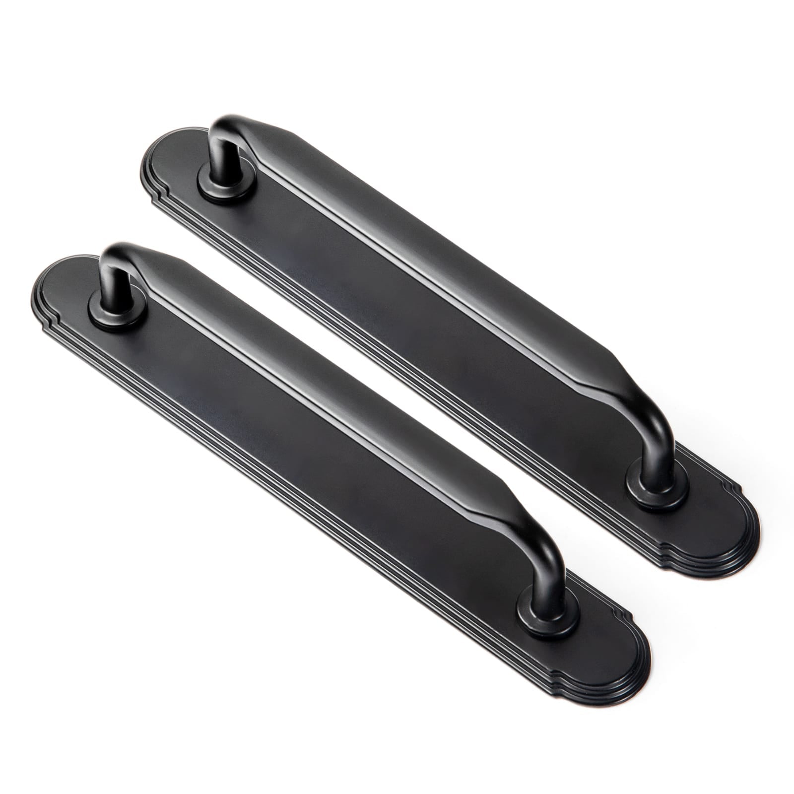 Goo-Ki Matte Black / G014 / 5'' Hole Center 2 Pack Elegant Vintage Zinc Alloy Cabinet Handles with Long Backplate, Classic Furniture Hardware for Cabinets, Wardrobes & Dressers