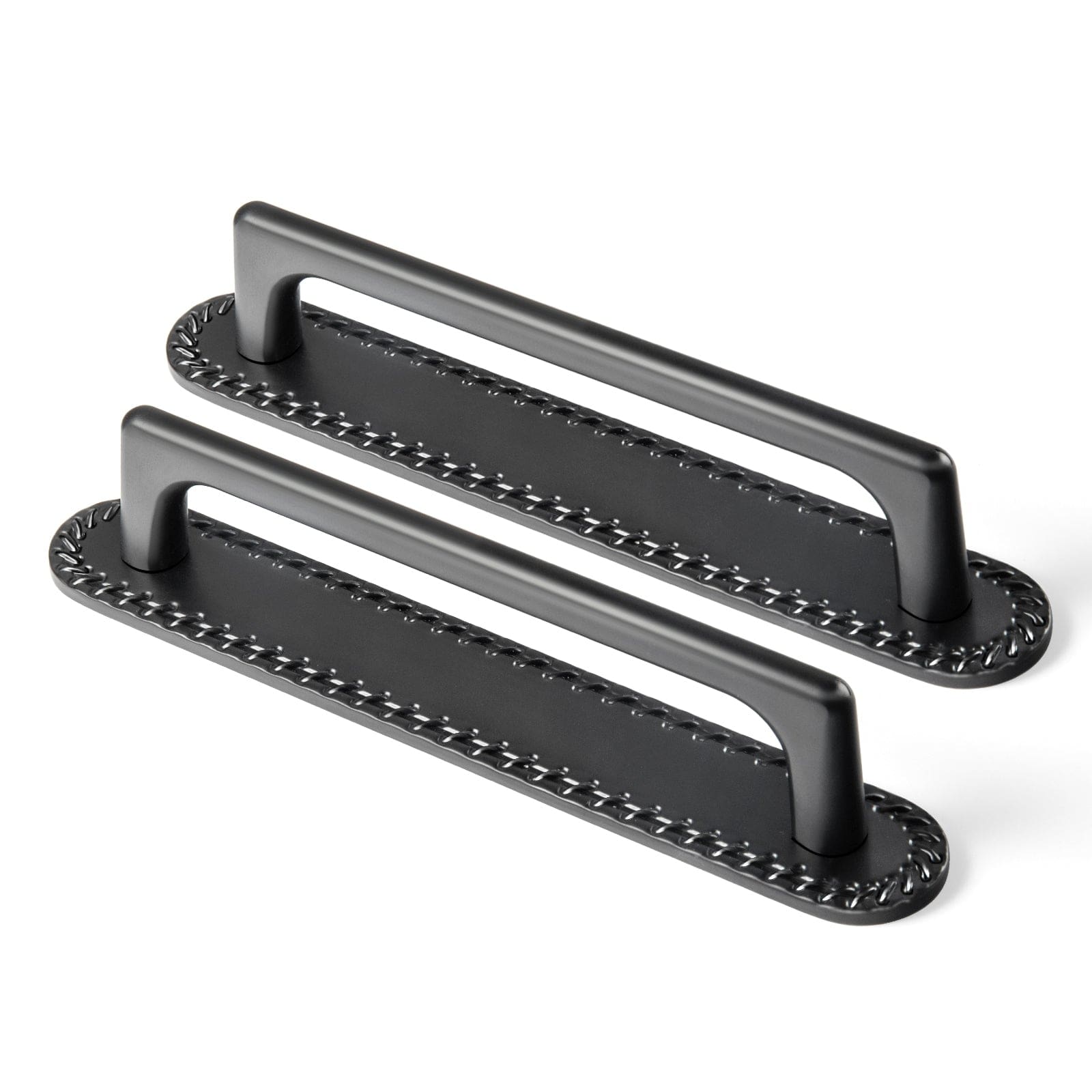 Goo-Ki Matte Black / G016 / 5'' Hole Center 2 Pack Classic Cabinet Bar Pulls with Back Plate Zinc Alloy Cabinet Handle with Long Back Plate