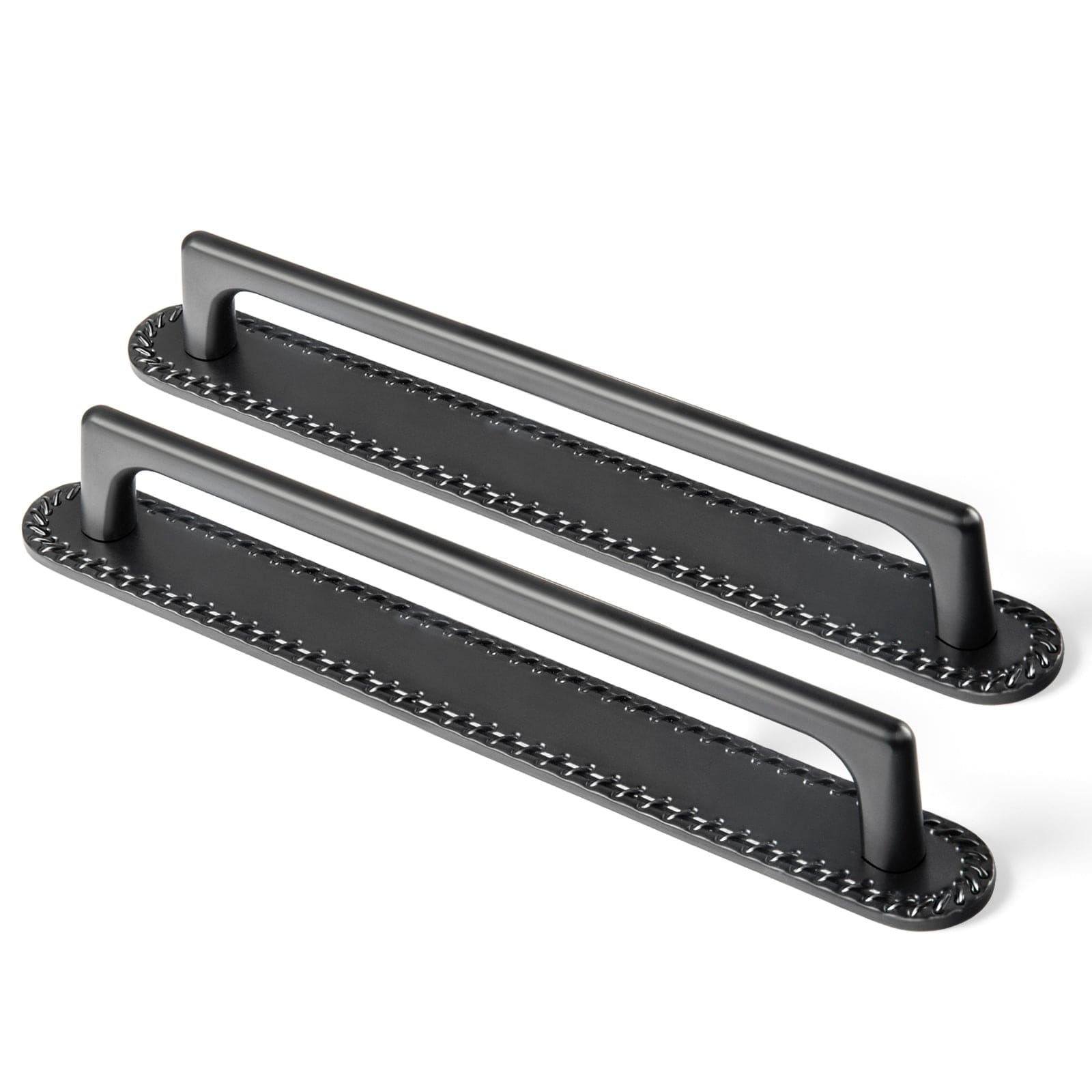 Goo-Ki Matte Black / G016 / 7.6'' Hole Center 2 Pack Classic Cabinet Bar Pulls with Back Plate Zinc Alloy Cabinet Handle with Long Back Plate