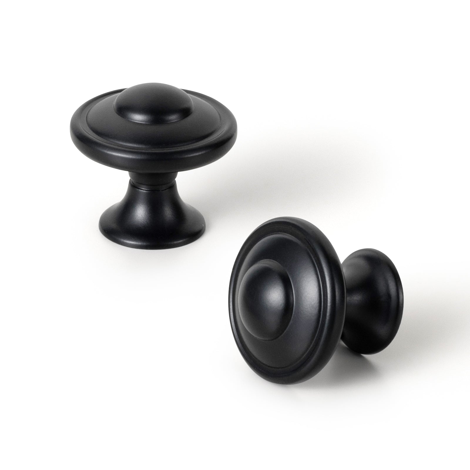 Goo-Ki Matte Black / Knob / 12 Pack Vintage Decorative Cabinet Knobs with Layered Concentric Ring Design for Classic Kitchen Drawer