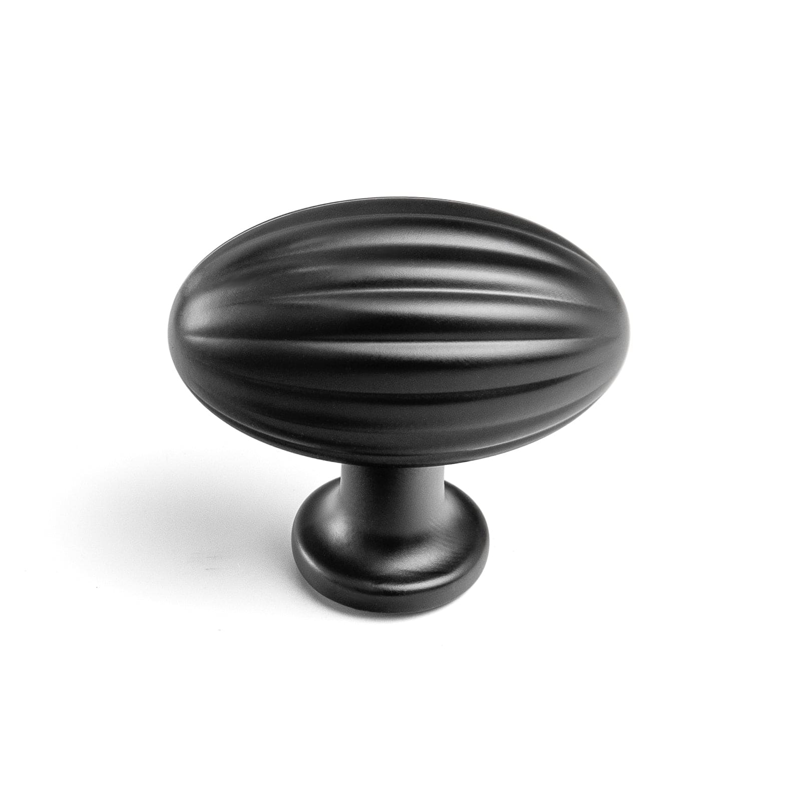 Goo-Ki Matte Black / Knob / 6 Pack Vintage Ribbed Oval Zinc Alloy Cabinet Knobs - Sturdy Hardware for Kitchen